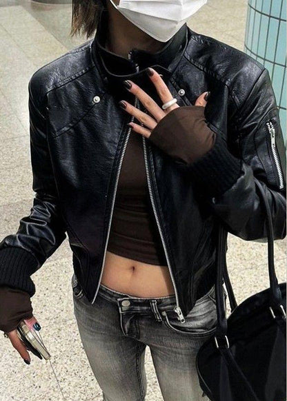 Luvik | Musta paljettimekko keinonahasta vetoketjulla