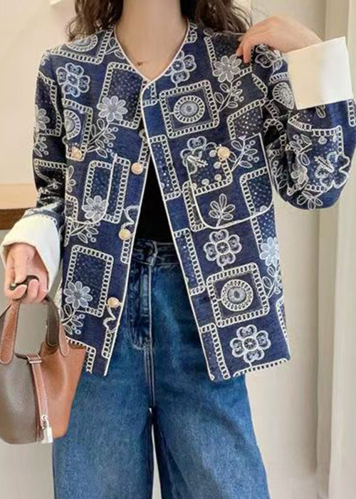 Luvik | Blå glitrende brodert denimtight