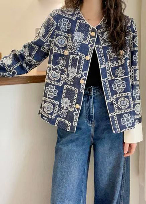 Luvik | Blå glitrende brodert denimtight