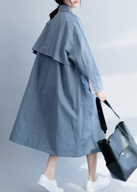 Luvik | Blå Peter Pan Krageknapp Bomull Trench-coat