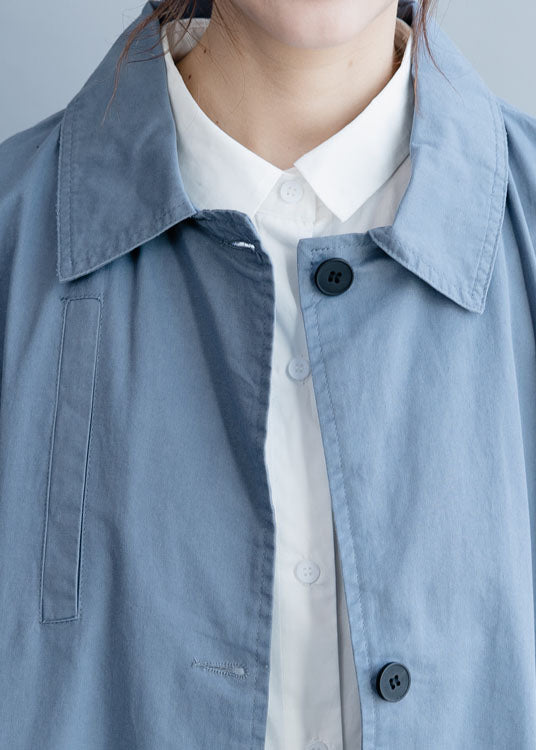 Luvik | Blå Peter Pan Krageknapp Bomull Trench-coat