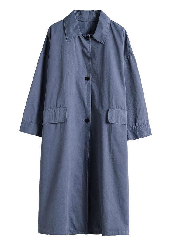 Luvik | Blå Peter Pan Krageknapp Bomull Trench-coat
