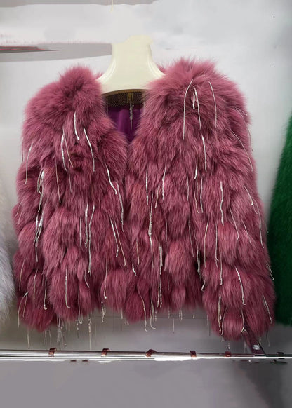 Luvik | Vihreillä resoreilla varustettu alkuperäinen nahka- ja turkki takki