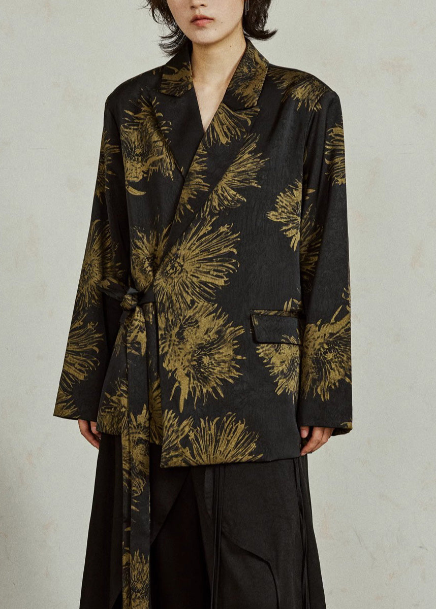 Luvik | Tyylikäs Musta Kalvosin Painatus Solmio Koko Takit