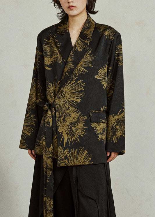 Luvik | Tyylikäs Musta Kalvosin Painatus Solmio Koko Takit