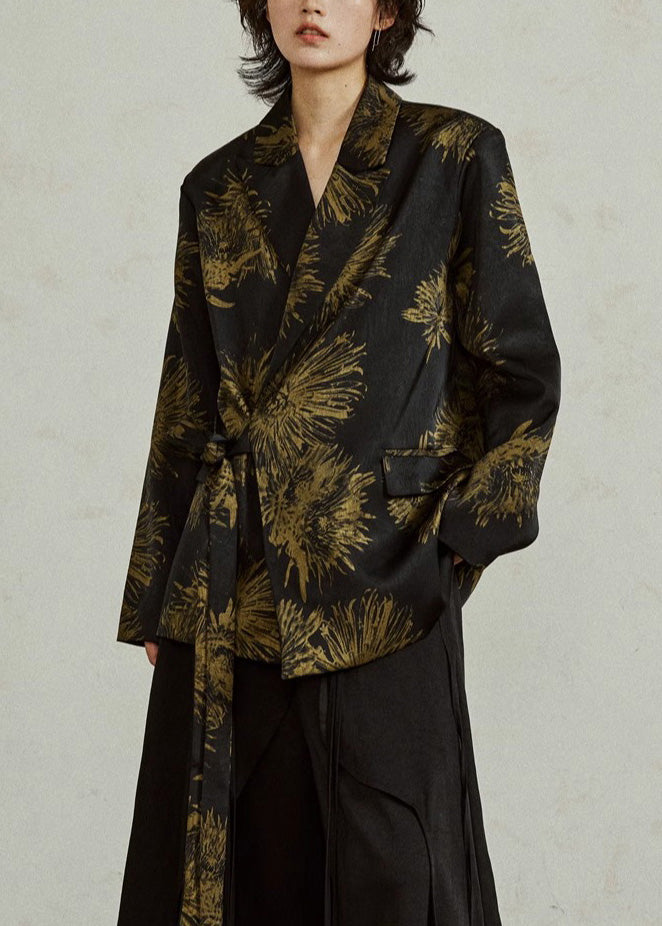 Luvik | Tyylikäs Musta Kalvosin Painatus Solmio Koko Takit