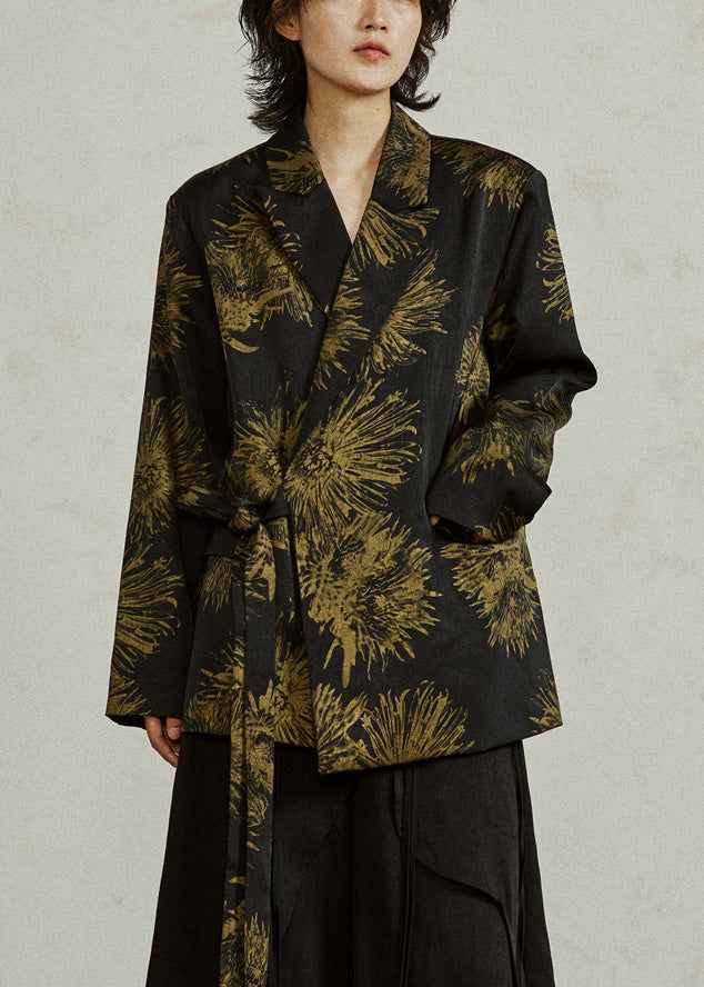 Luvik | Tyylikäs Musta Kalvosin Painatus Solmio Koko Takit