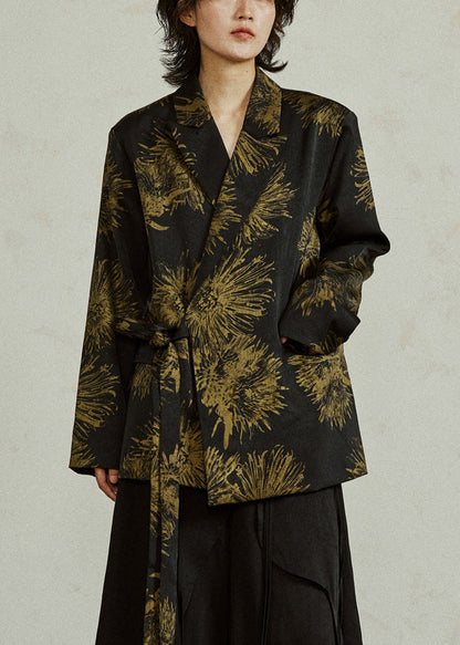 Luvik | Tyylikäs Musta Kalvosin Painatus Solmio Koko Takit