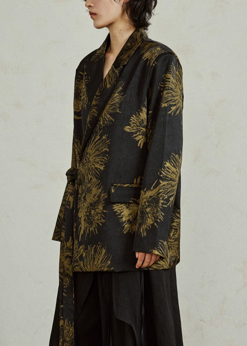 Luvik | Tyylikäs Musta Kalvosin Painatus Solmio Koko Takit