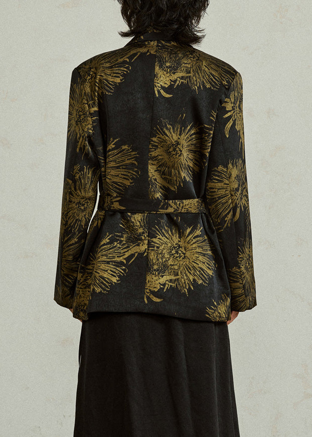 Luvik | Tyylikäs Musta Kalvosin Painatus Solmio Koko Takit