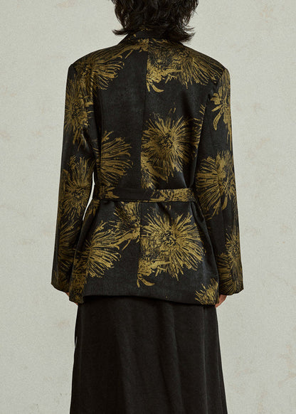 Luvik | Tyylikäs Musta Kalvosin Painatus Solmio Koko Takit