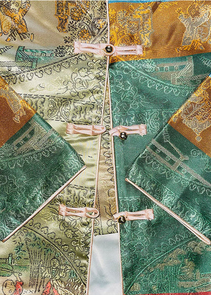 Luvik | Vihreä tyyli nappi pyöreä kaula-aukkoinen painettu takit