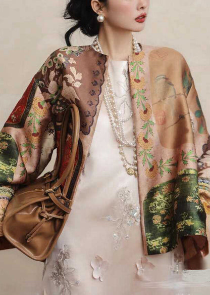 Luvik | Tyylit Keltainen O-Pääntie Painettu Silkkitakit