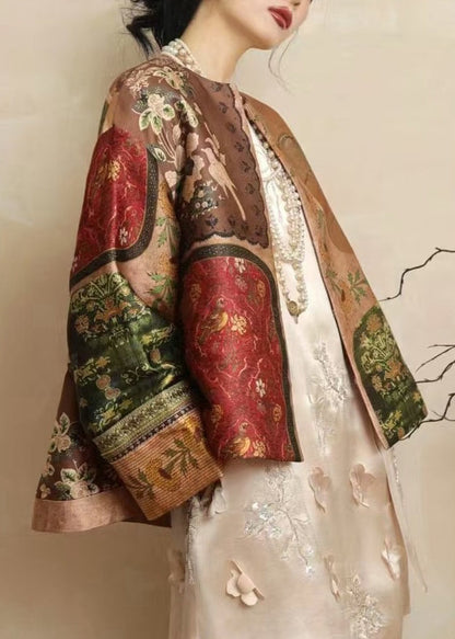 Luvik | Tyylit Keltainen O-Pääntie Painettu Silkkitakit