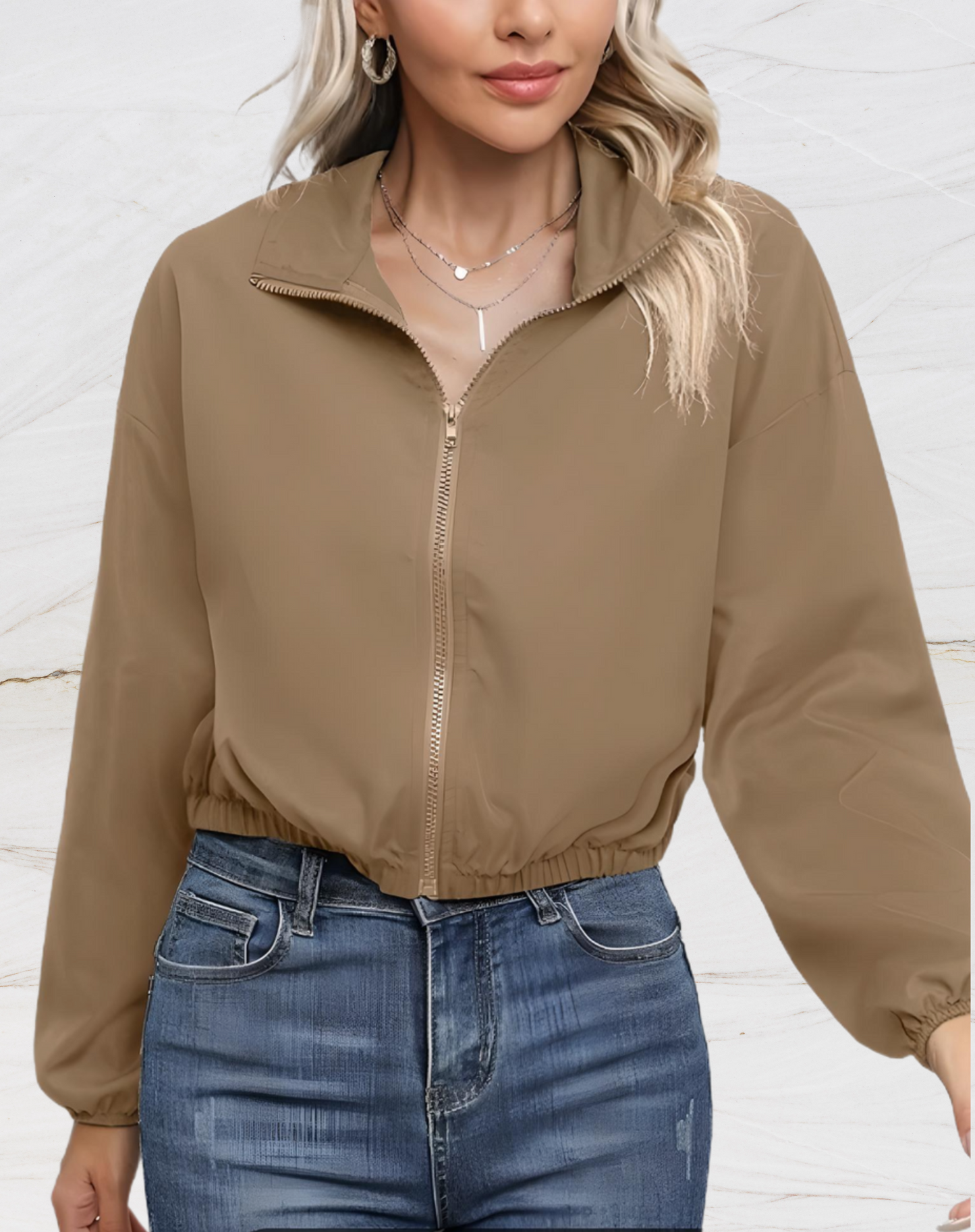 Luvik | Veste féminine unicolore courte à manches longues