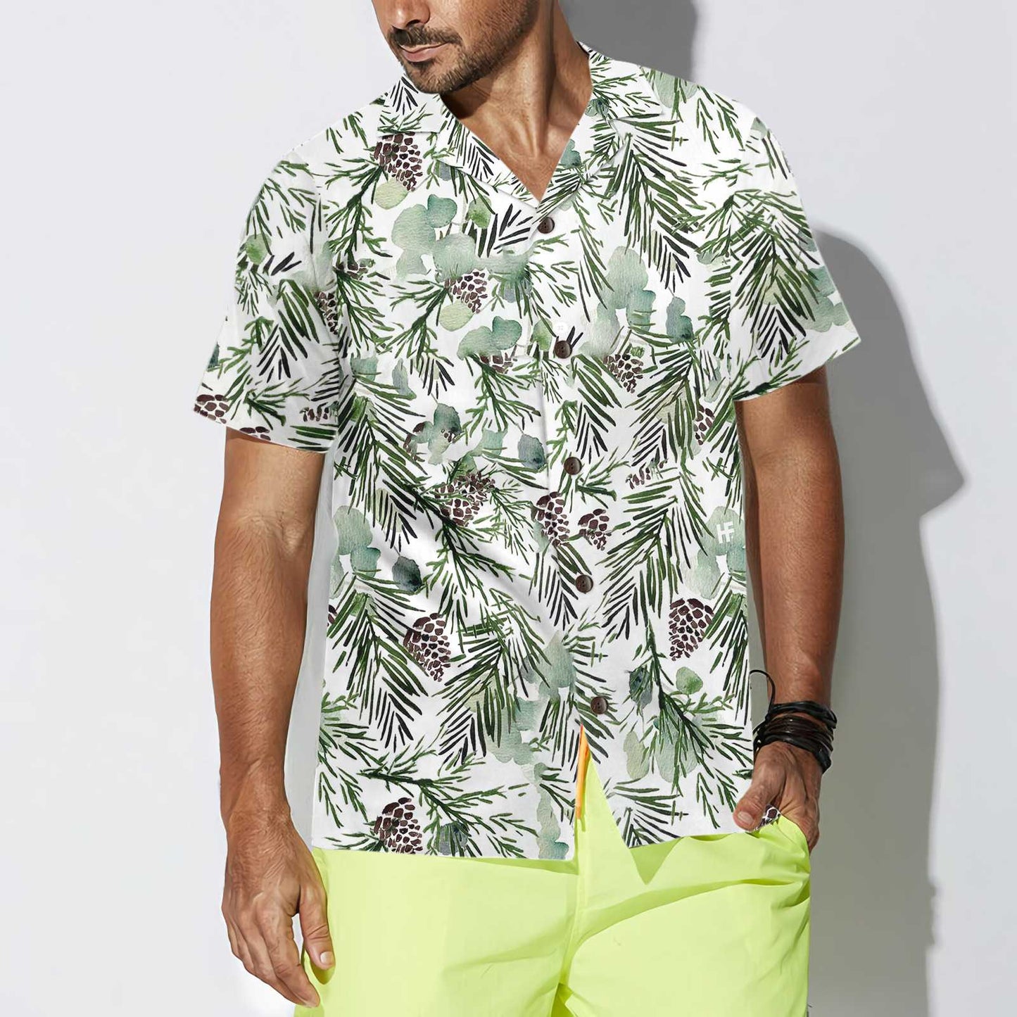 Luvik | Joulun estetiikka Akvarelli hawaiipaita, joulupaita kuusikuviolla, paras joululahja