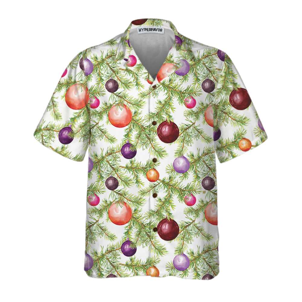 Luvik | Joulupallot ja havupuiden kanssa olevat havaijilaiset paidat, Hauska joulupaita, Paras joululahjaidea