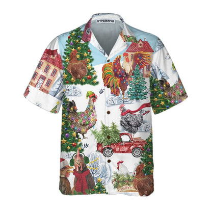 Luvik | Joulukuusen kana Hawaiian paita, hauska joulukanapaita, paras joululahjaidea