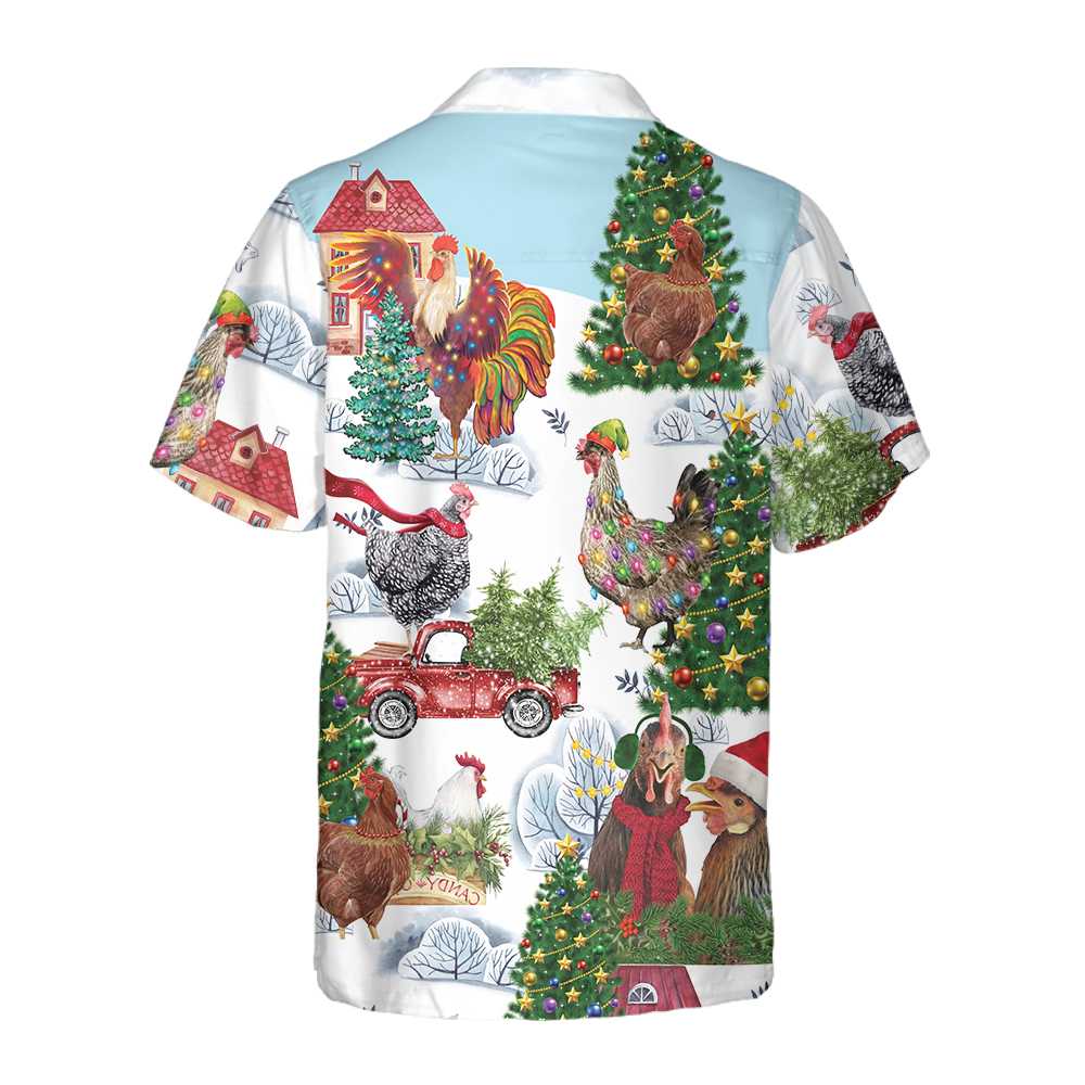 Luvik | Julegrans kylling Hawaiian skjorte, morsom julekyllingskjorte, beste julegaveidé