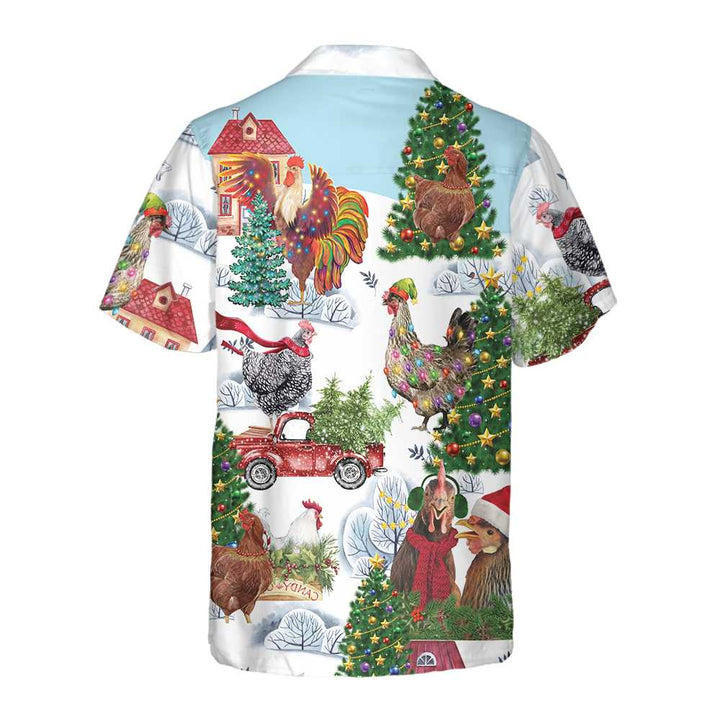 Luvik | Julegrans kylling Hawaiian skjorte, morsom julekyllingskjorte, beste julegaveidé