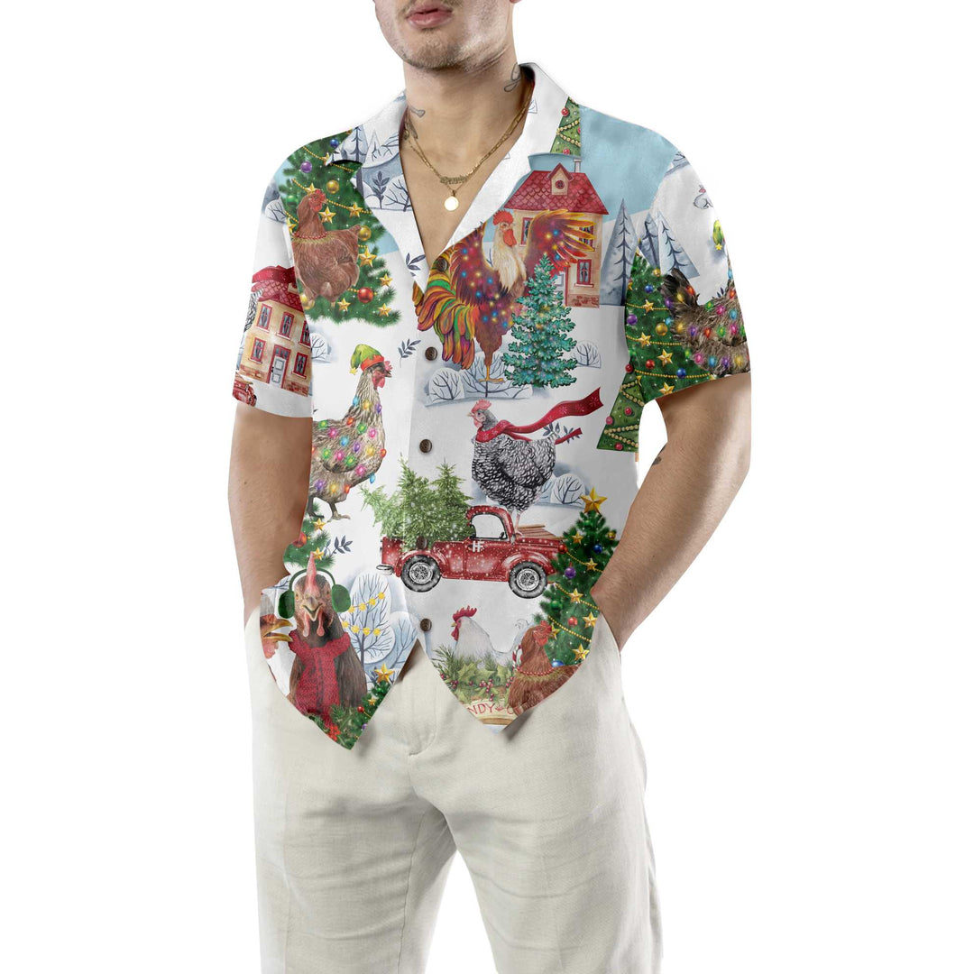 Luvik | Julegrans kylling Hawaiian skjorte, morsom julekyllingskjorte, beste julegaveidé
