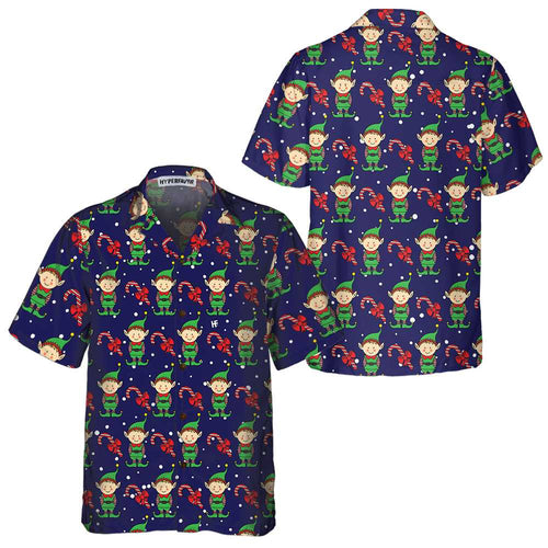 Luvik | Julealvens blå Hawaiian-skjorte. Julealvens skjorte, den beste julegaveideen.