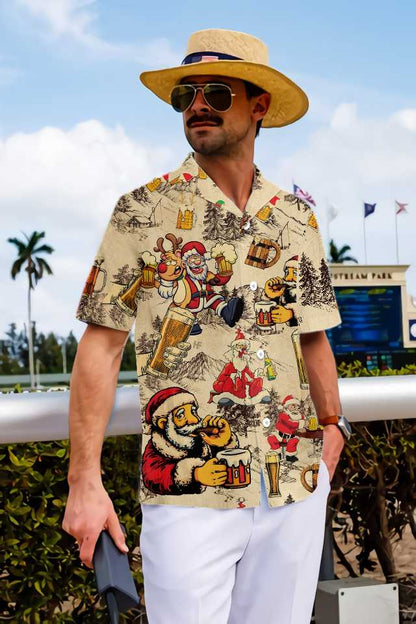 Luvik | T-paita Hawaii hauska humalainen Joulupukki ja olut, hauska joulupukin lahja miehille