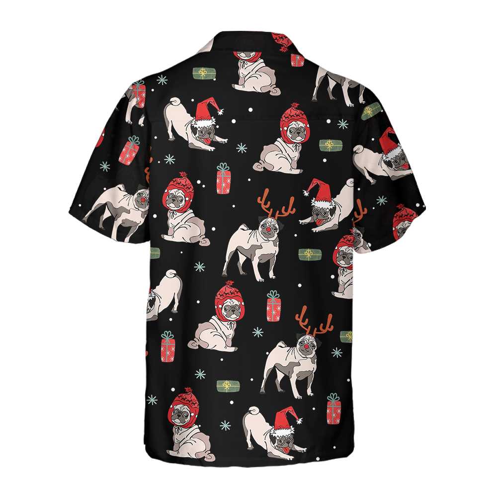 Luvik | Hawaii-skjorte Jul Pug, Jul Pug-skjorte for menn og kvinner, Beste julegaveidé