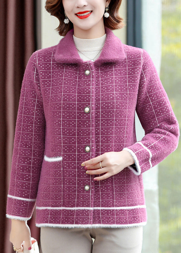 Luvik | Beige Peter Pan-Kerros Neliön Napilla Mink Sametti Takit