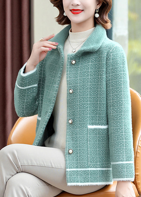 Luvik | Beige Peter Pan-Kerros Neliön Napilla Mink Sametti Takit