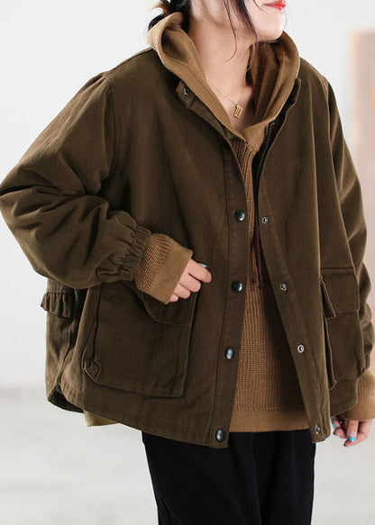 Luvik | Suklaan frillat yksityiskohta Ohuet puuvillavillakot Nahkapäällysteiset talvi