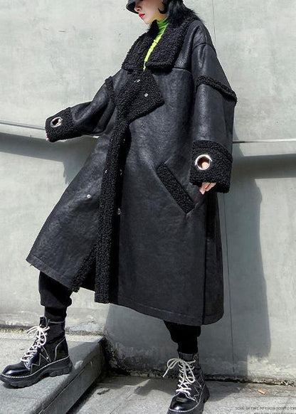 Luvik | Neliön muotoinen kaulus kaksinkertaisella rinnalla pitkät ohuet takit musta Taide naisten takit