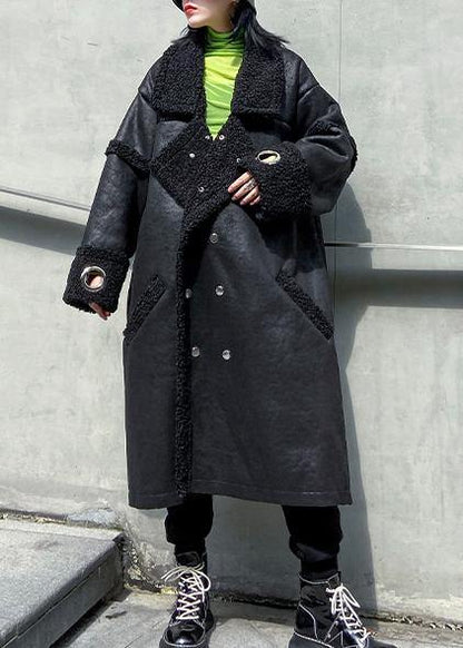 Luvik | Neliön muotoinen kaulus kaksinkertaisella rinnalla pitkät ohuet takit musta Taide naisten takit