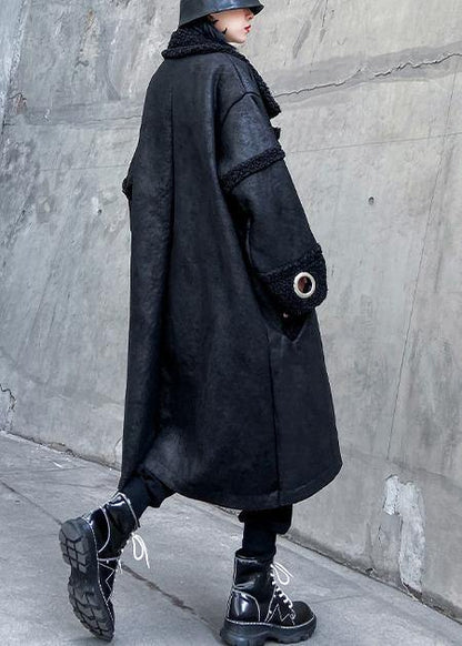 Luvik | Neliön muotoinen kaulus kaksinkertaisella rinnalla pitkät ohuet takit musta Taide naisten takit