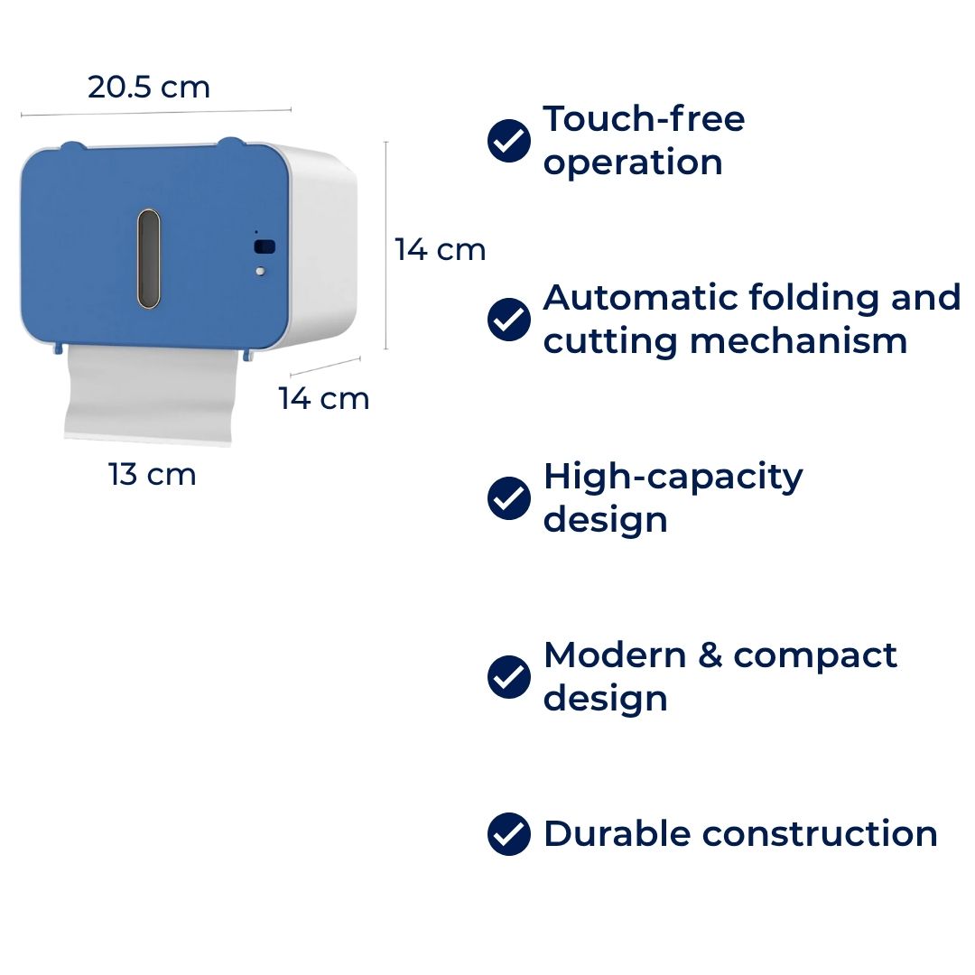 CleanGuard | Berøringsfri Toalettpapirdispenser – Sensorsensitiv – Auto-Fold Snitt – For Travle Toaletter Luvikno