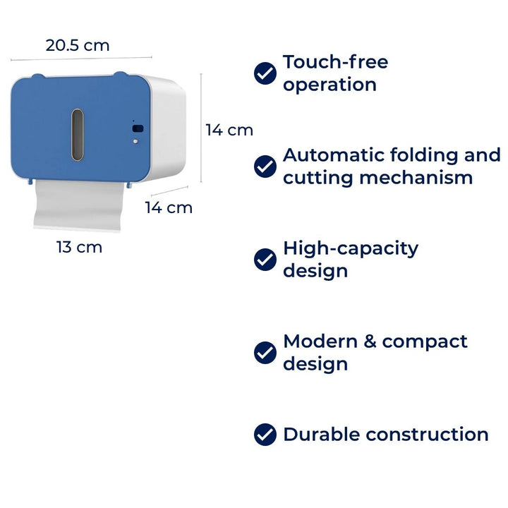 CleanGuard | Berøringsfri Toalettpapirdispenser – Sensorsensitiv – Auto-Fold Snitt – For Travle Toaletter Luvikno