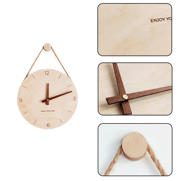WoodHush Minimalist Veggklokke Luvikno