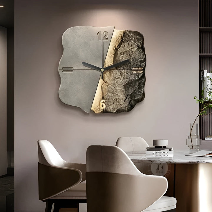 Sandstone Veggklokke – Moderne 3D Design | Dekorativ for Stuer og Kontorer | Luvikno