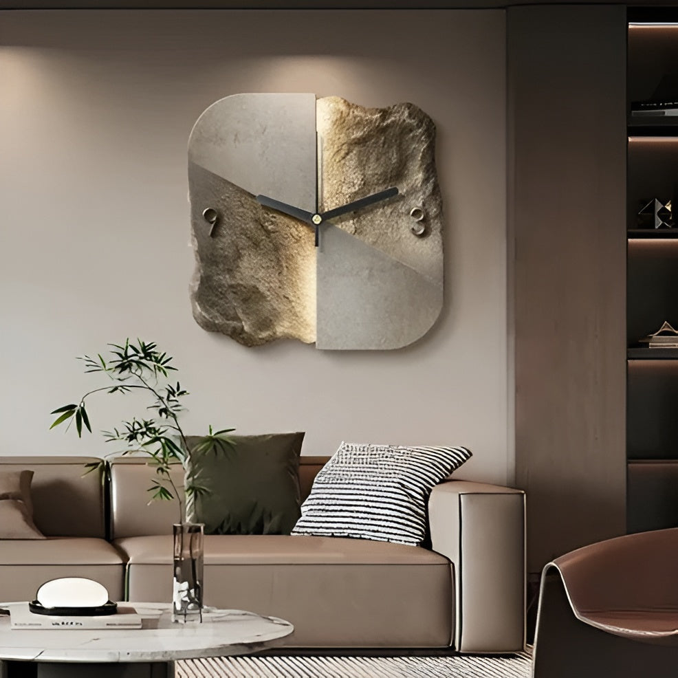 Sandstone Veggklokke – Moderne 3D Design | Dekorativ for Stuer og Kontorer | Luvikno