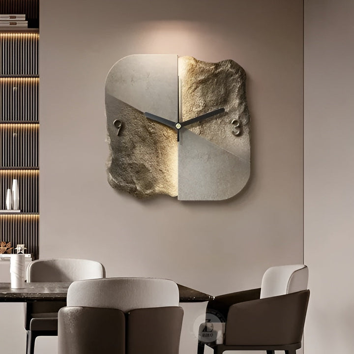 Sandstone Veggklokke – Moderne 3D Design | Dekorativ for Stuer og Kontorer | Luvikno
