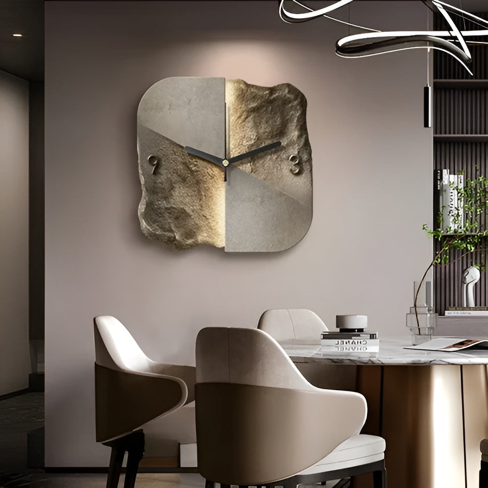 Sandstone Veggklokke – Moderne 3D Design | Dekorativ for Stuer og Kontorer | Luvikno