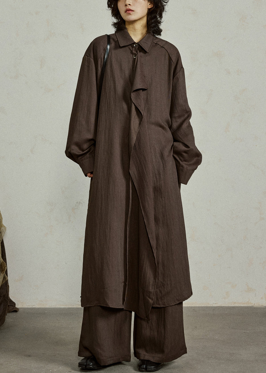 Luvik | Pitkä puuvillapaita avonaisilla napituspuolella ja frilloilla