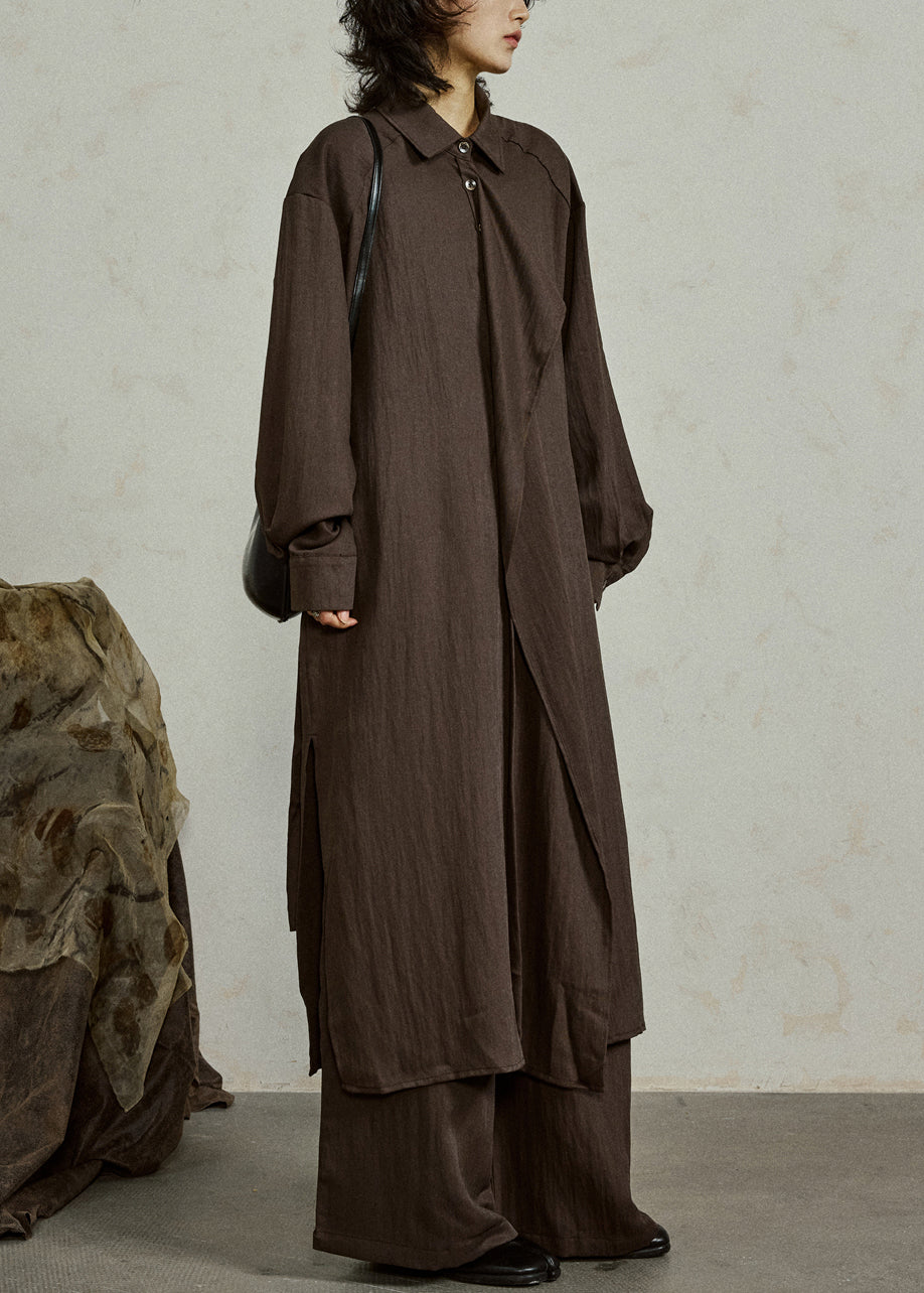 Luvik | Pitkä puuvillapaita avonaisilla napituspuolella ja frilloilla