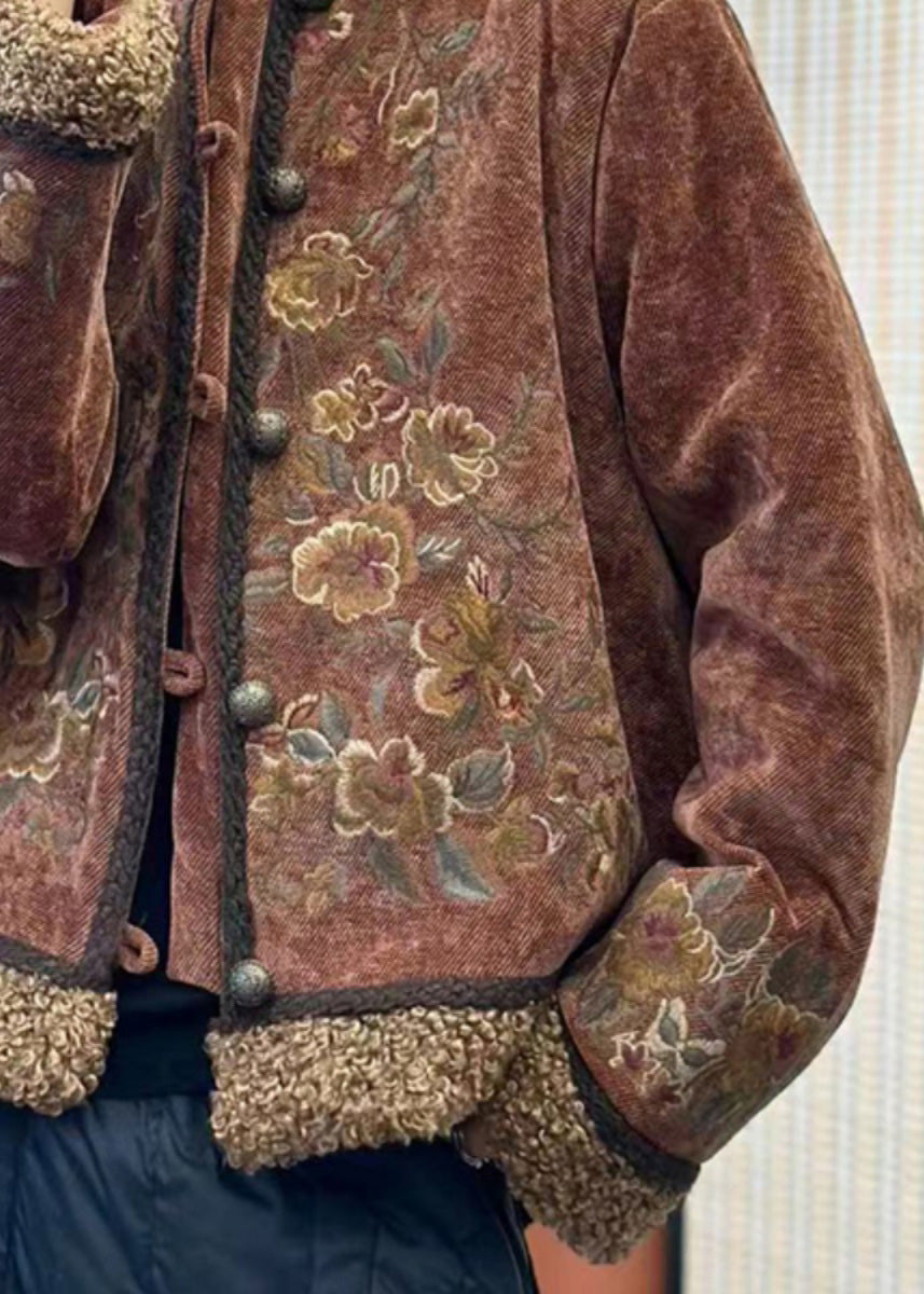 Luvik | Teddy Falsk Pels Patchwork Jakke Bomull fyltet Høy krage