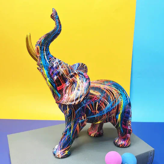Luvikno | ColorTrunk Livlig Elefant Skulptur Unik Vågal Design