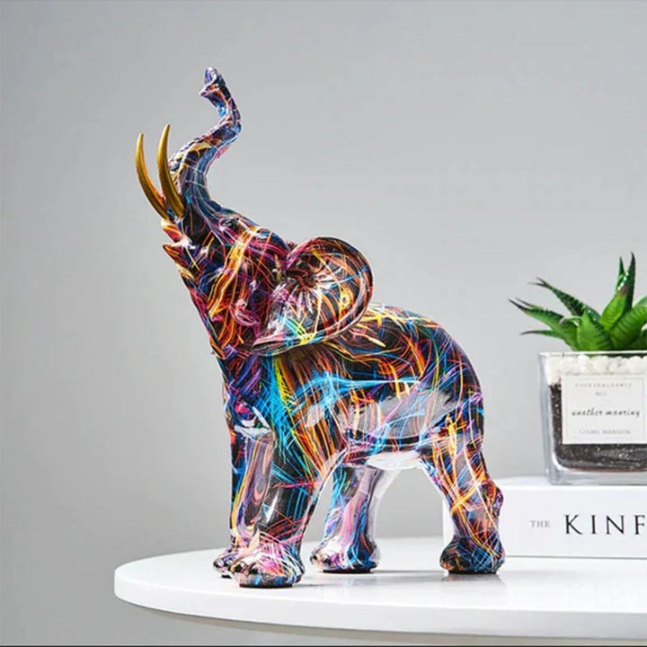 Luvikno | ColorTrunk Livlig Elefant Skulptur Unik Vågal Design