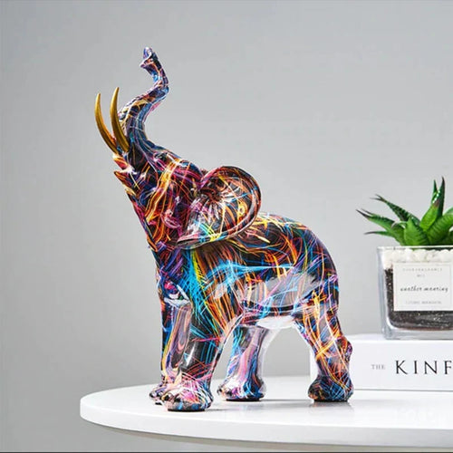 Luvikno | ColorTrunk Livlig Elefant Skulptur Unik Vågal Design