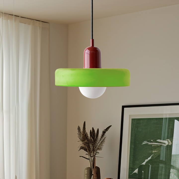 Bauhaus Inspirert Fargerik Glass Pendellampe Luvikno