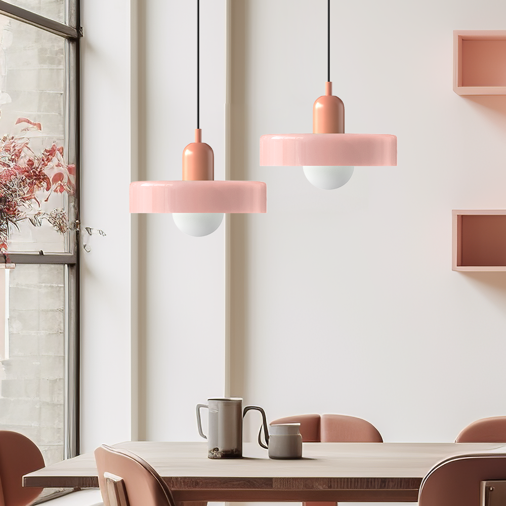 Bauhaus Inspirert Fargerik Glass Pendellampe Luvikno