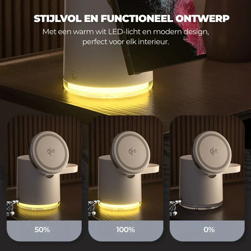 Luvikno | LuxDock Elite Ladingstasjon | Luksus alt-i-ett-løsning for Apple- og Android-enheter